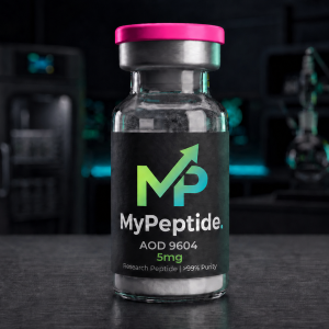 Flacon AOD 9604 5mg lyophilisé — peptide de recherche pureté HPLC 99% MyPeptide