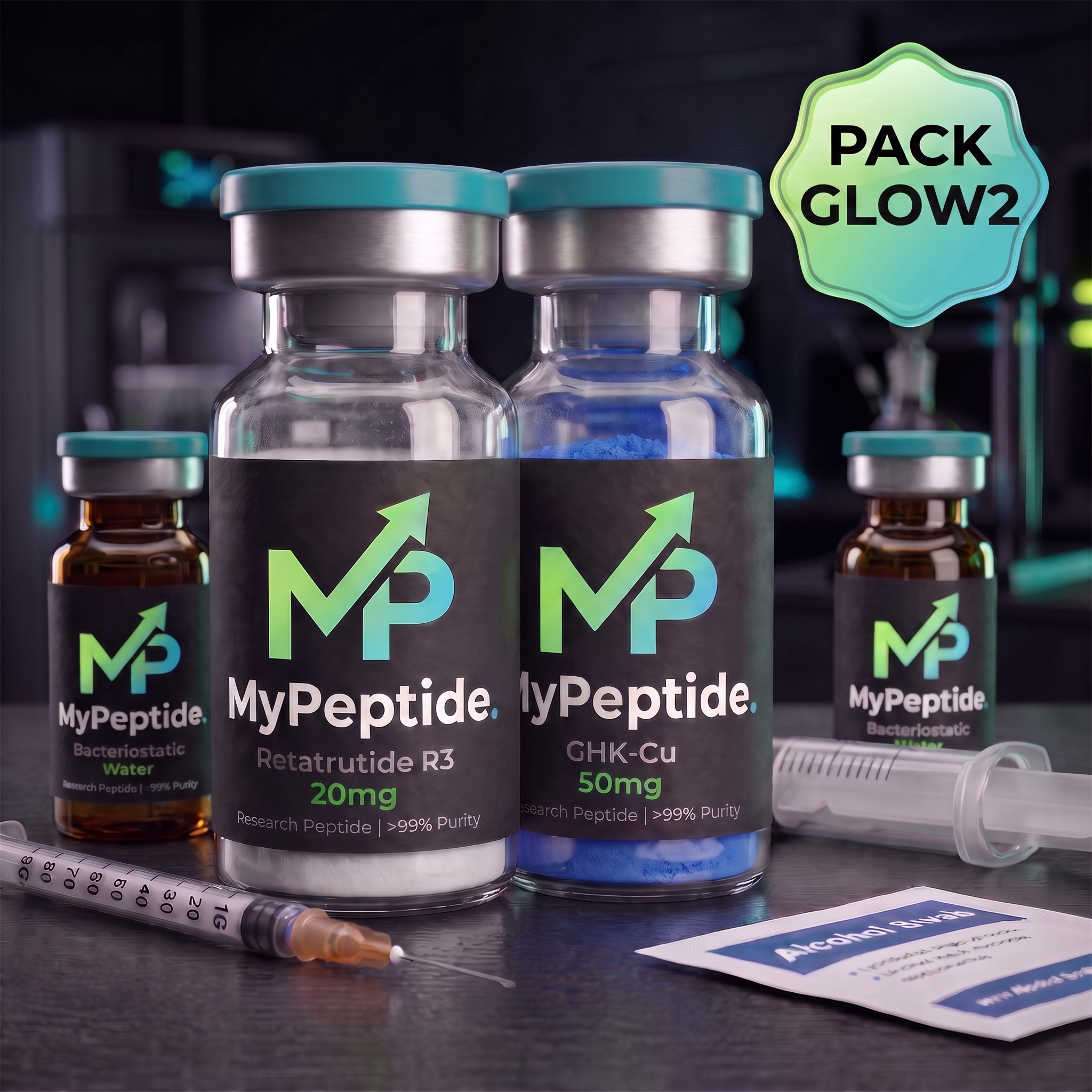 Pack GLOW2 — Retatrutide 20mg + GHK-Cu 50mg