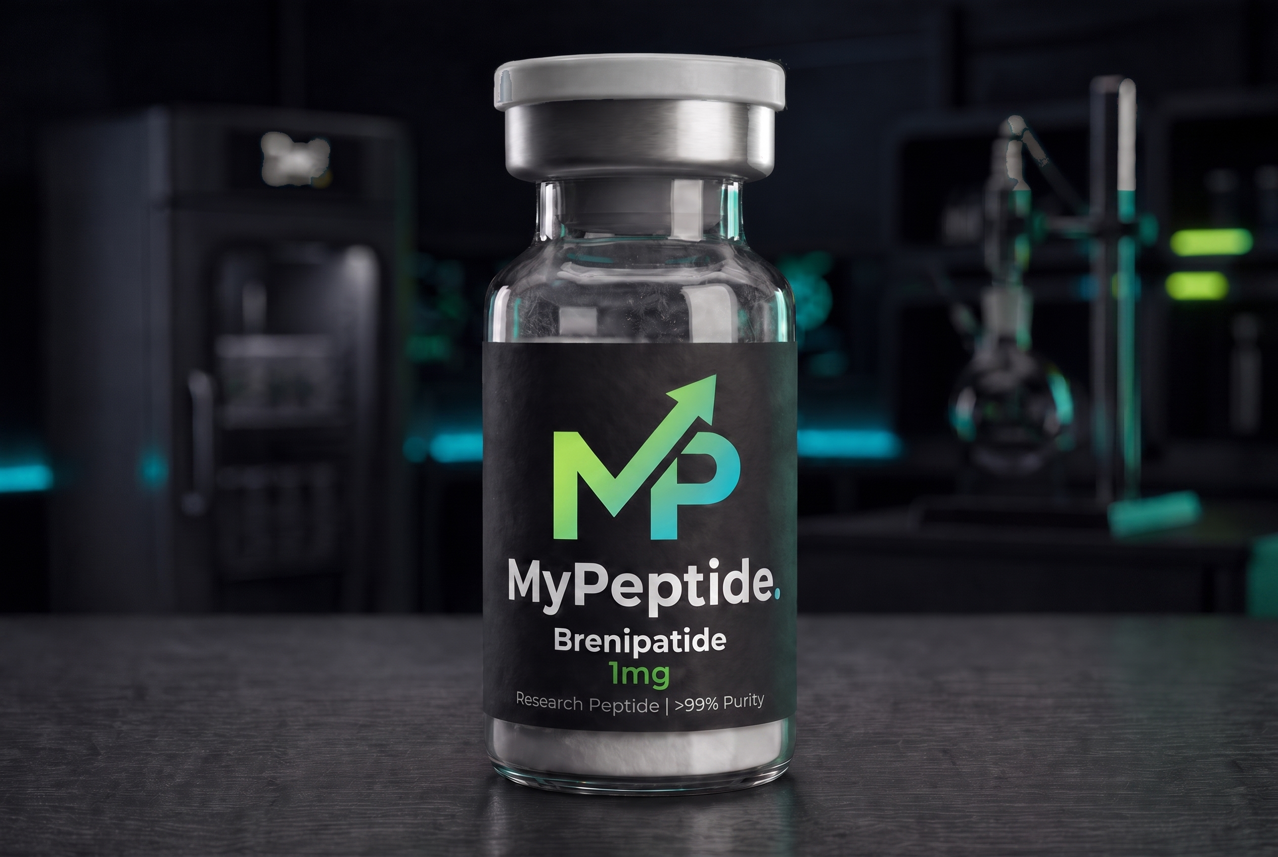 Fiole de Brenipatide 1mg MyPeptide, double agoniste GIP GLP-1 lyophilisé, pureté HPLC 99%