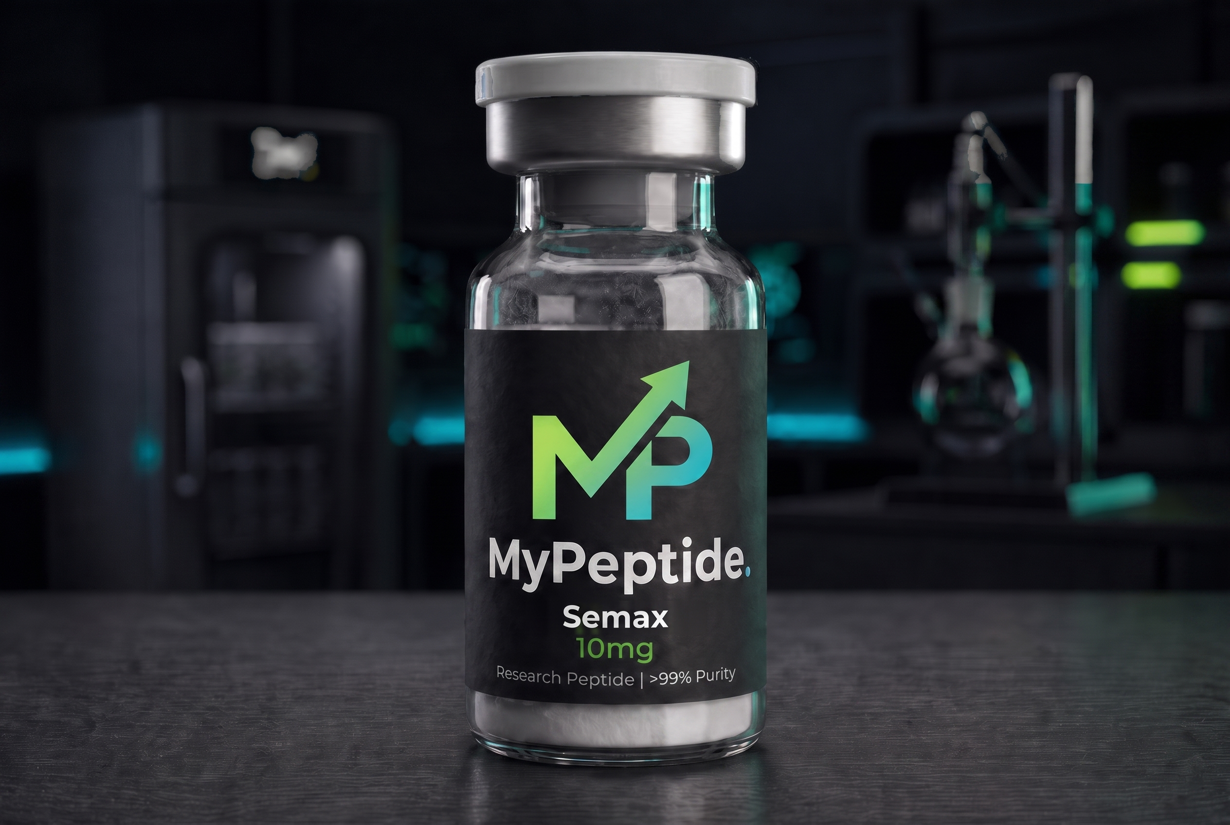 Fiole de Semax 10mg MyPeptide, peptide nootropique neuroprotecteur lyophilisé, pureté HPLC 99%