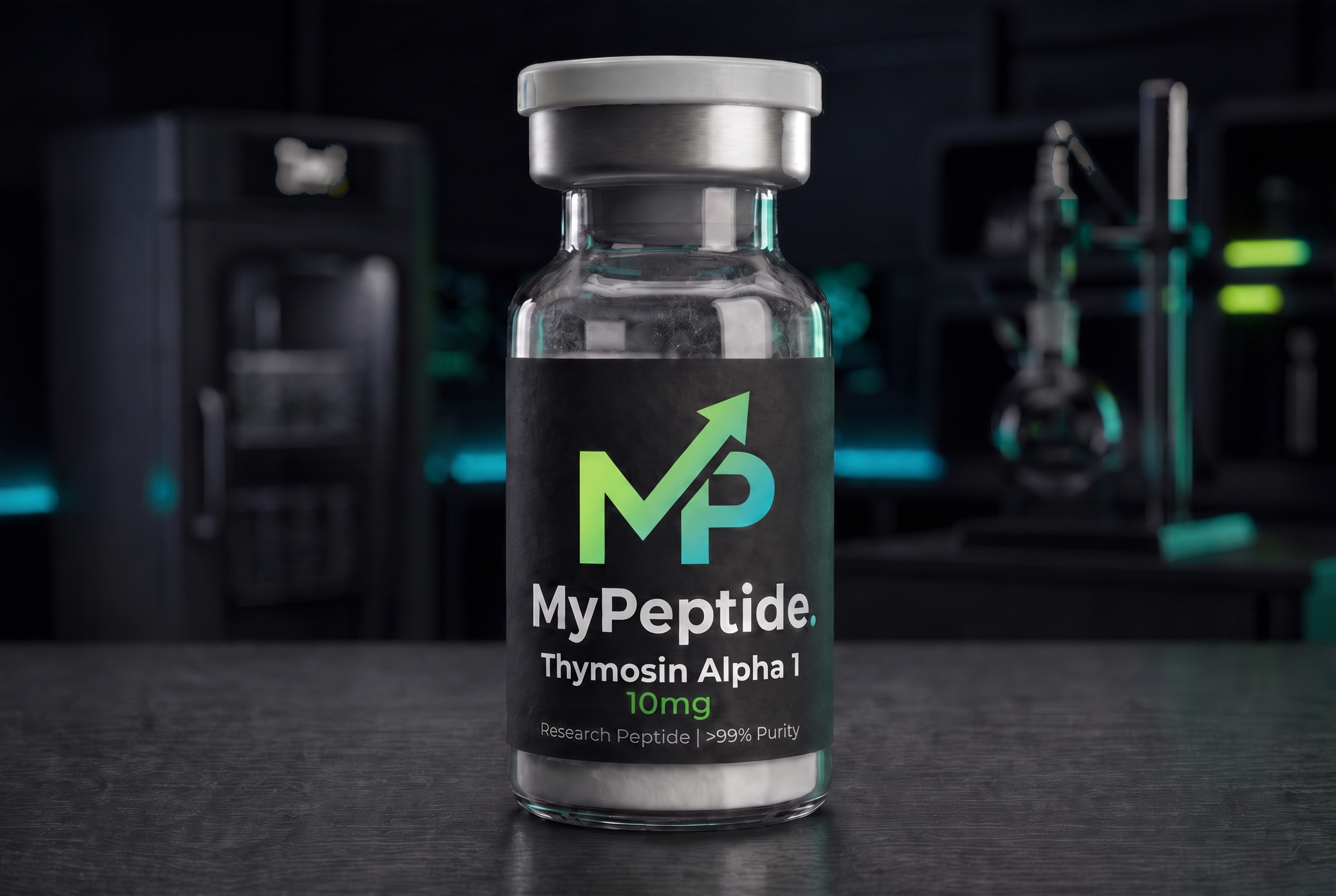 Fiole de Thymosin Alpha 1 10mg MyPeptide, peptide immunomodulateur lyophilisé, pureté HPLC 99%