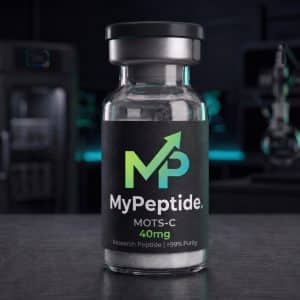 Flacon MyPeptide MOTS-C 40mg peptide mitochondrial lyophilise purete HPLC 99 pourcent