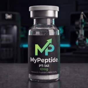 Fiole de PT-141 10mg Bremelanotide MyPeptide, agoniste mélanocortine MC4R lyophilisé, pureté HPLC 99%
